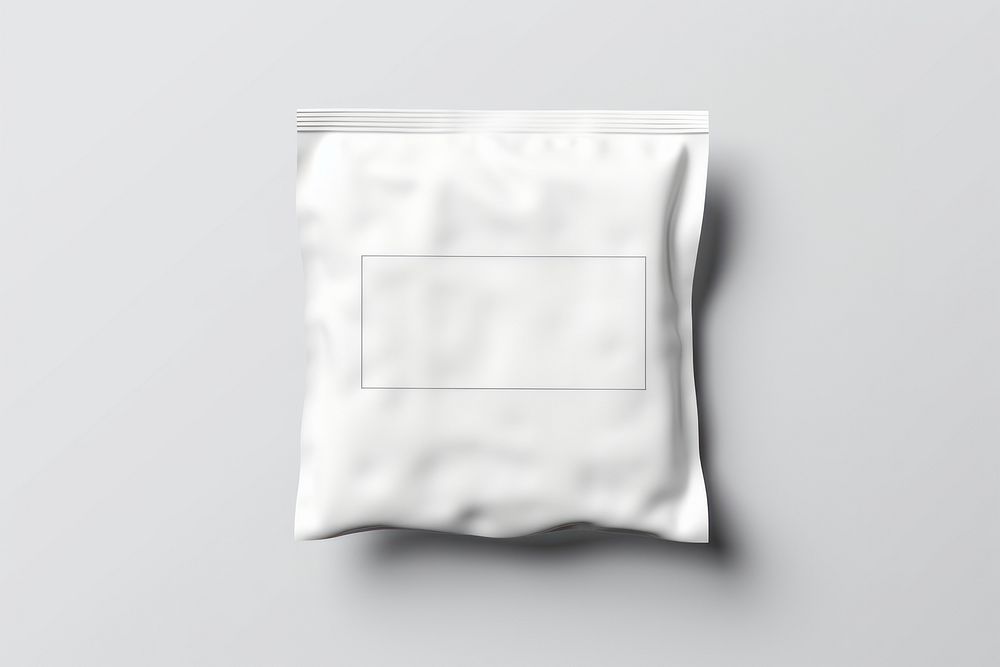 Sanitary bag  packaging white gray gray background.