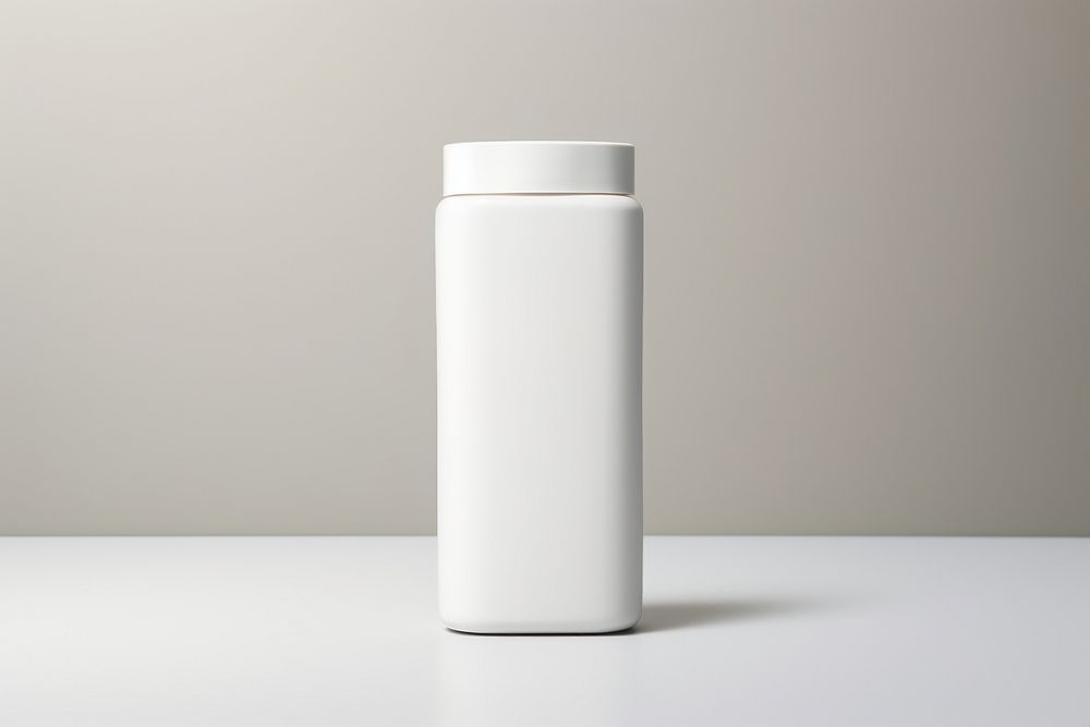 Supplement bottle cylinder white gray.