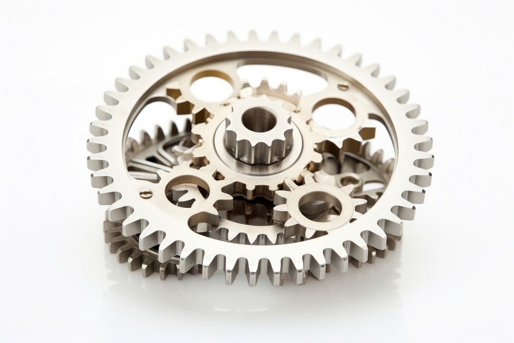 A gear wheel white background clockworks.