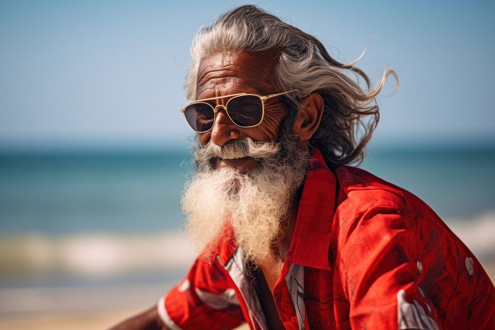 Indian senior man travel adult sunglasses.
