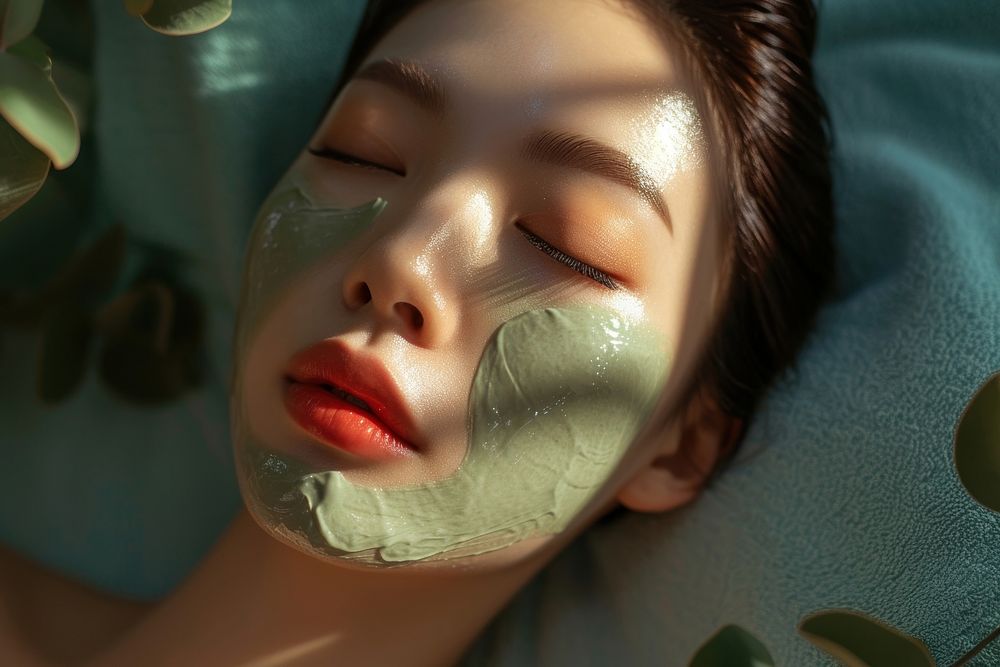 Korean women spa relaxation headshot.