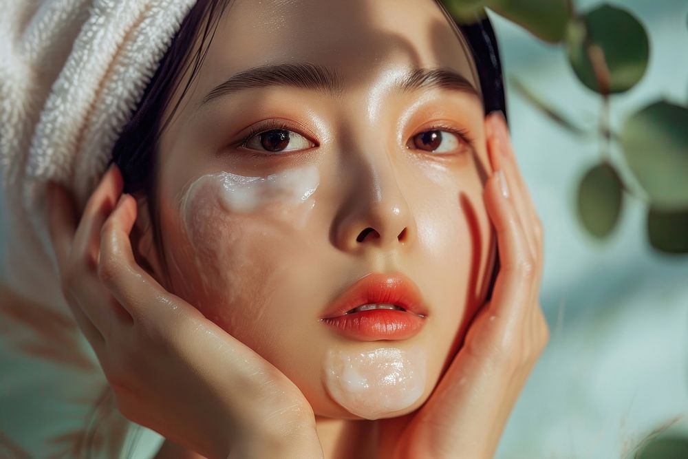 Korean women adult skin face.