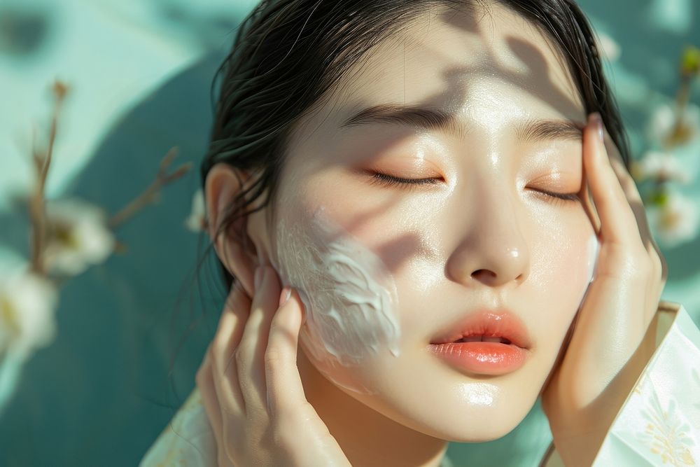 Korean women adult face relaxation.