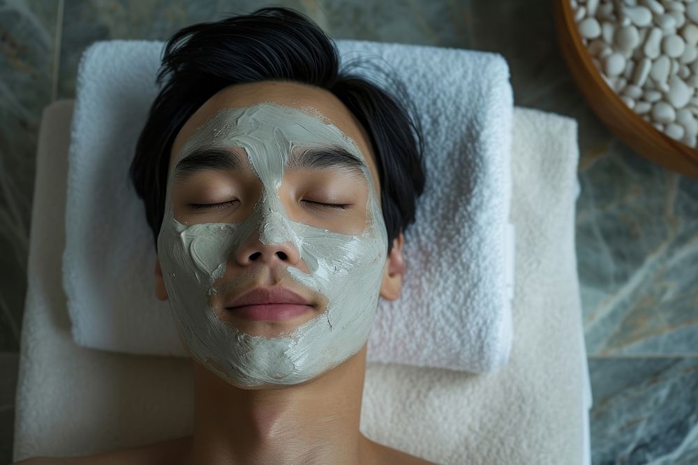 Korean man adult spa relaxation.