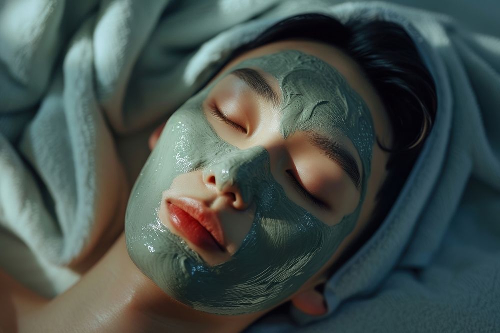 Korean man skin spa relaxation.