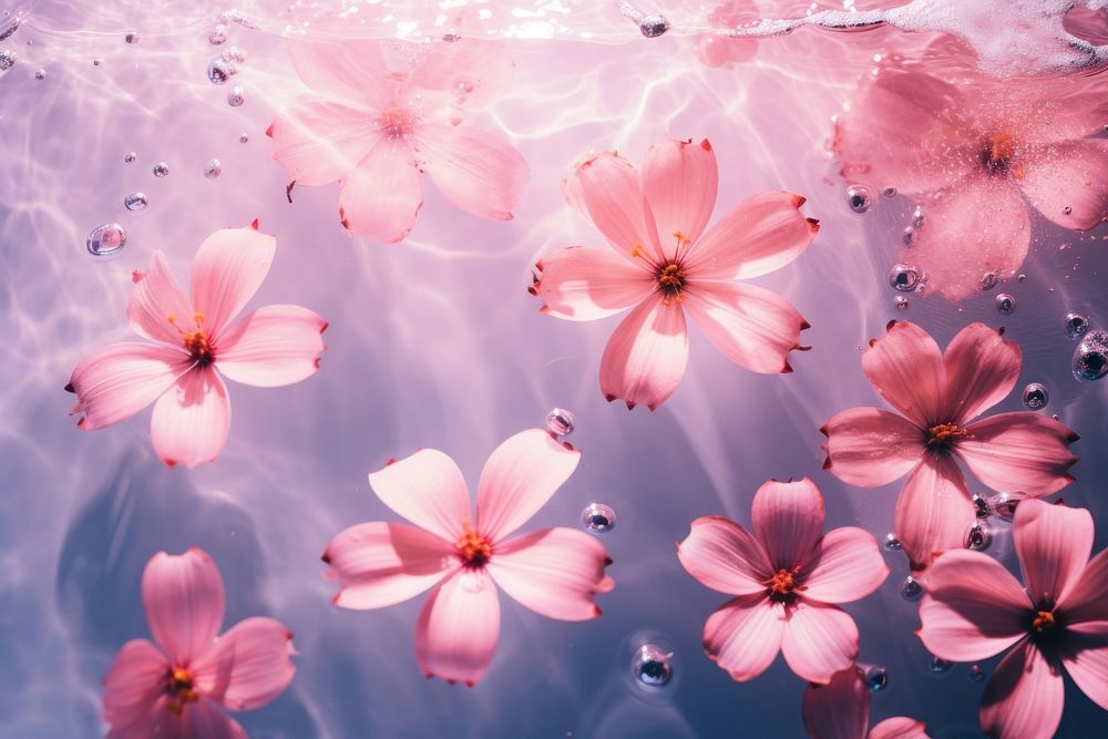  Pink flowers backgrounds outdoors blossom. AI generated Image by rawpixel.
