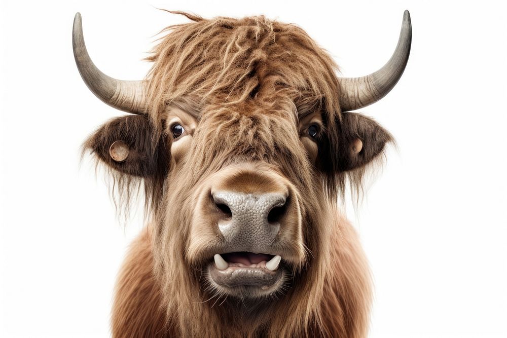 Smiling buffalo livestock wildlife mammal. AI generated Image by rawpixel.