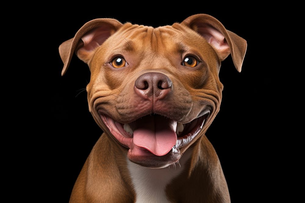 Smiling pitbull mammal animal snout. AI generated Image by rawpixel.