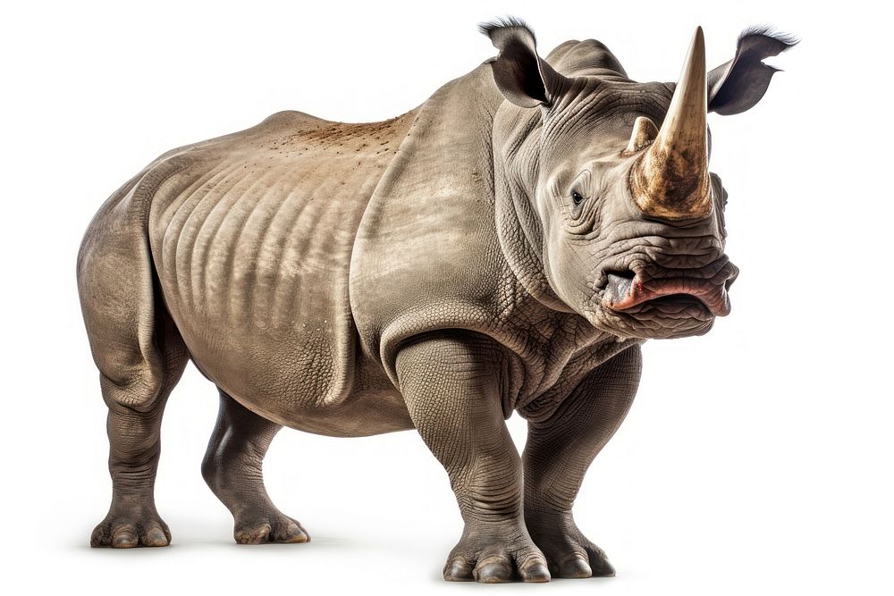 Smiling rhino wildlife animal mammal. AI generated Image by rawpixel.