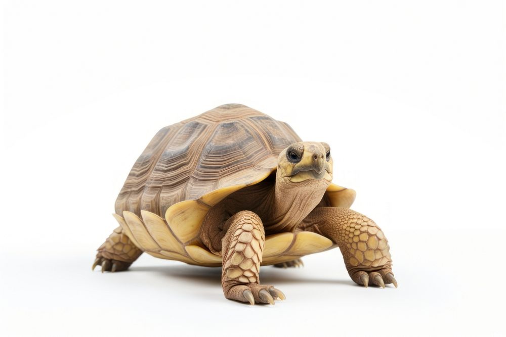 Smiling tortoise reptile animal white background. AI generated Image by rawpixel.