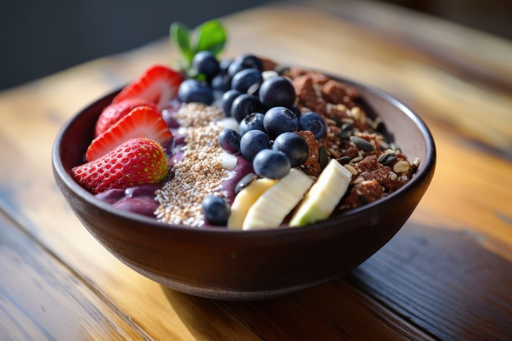 Acai bowl food strawberry blackberry. AI generated Image by rawpixel.