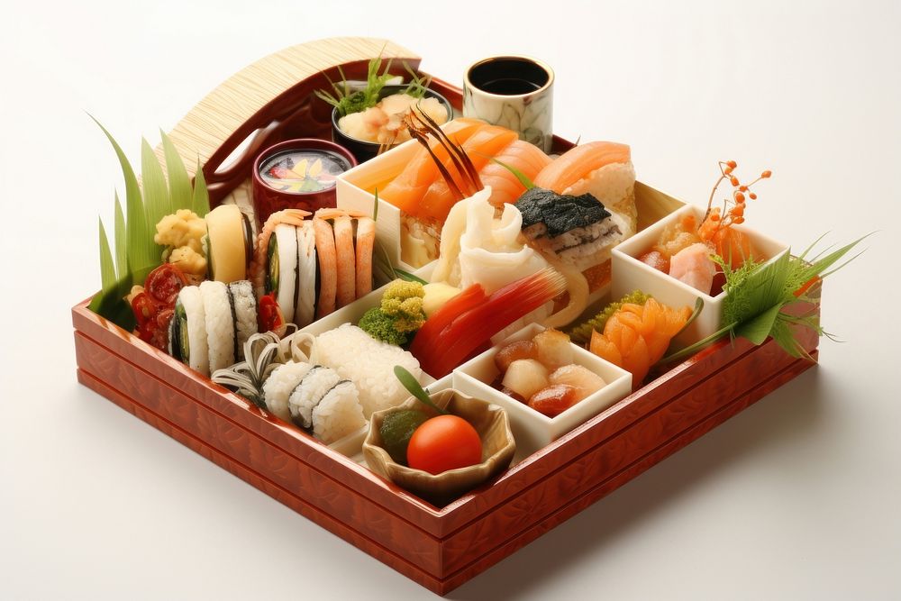 Bento set sushi lunch food.