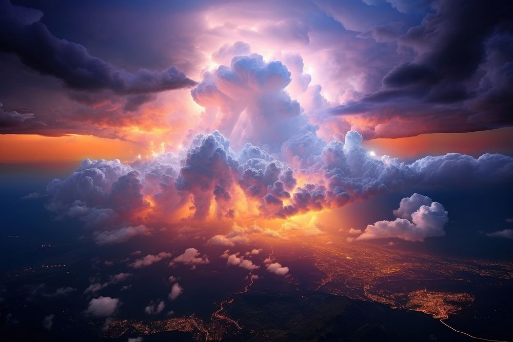  Cloud light nature outdoors sky thunderstorm. AI generated Image by rawpixel.
