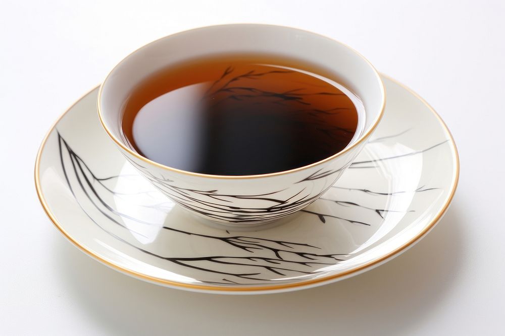 Black tea cup saucer drink mug.
