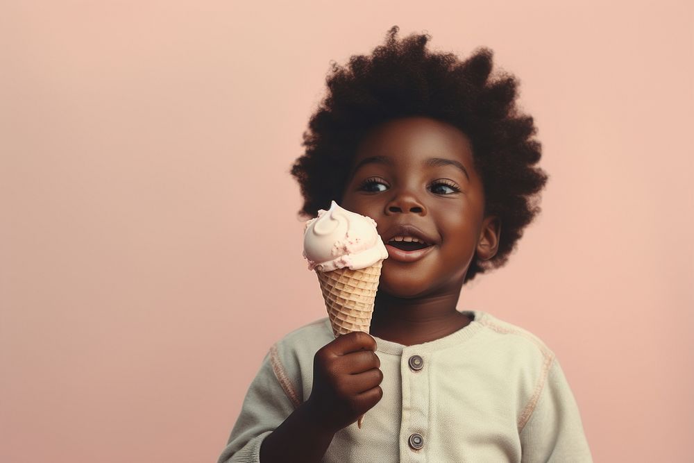 Black little boy eating food dessert child.