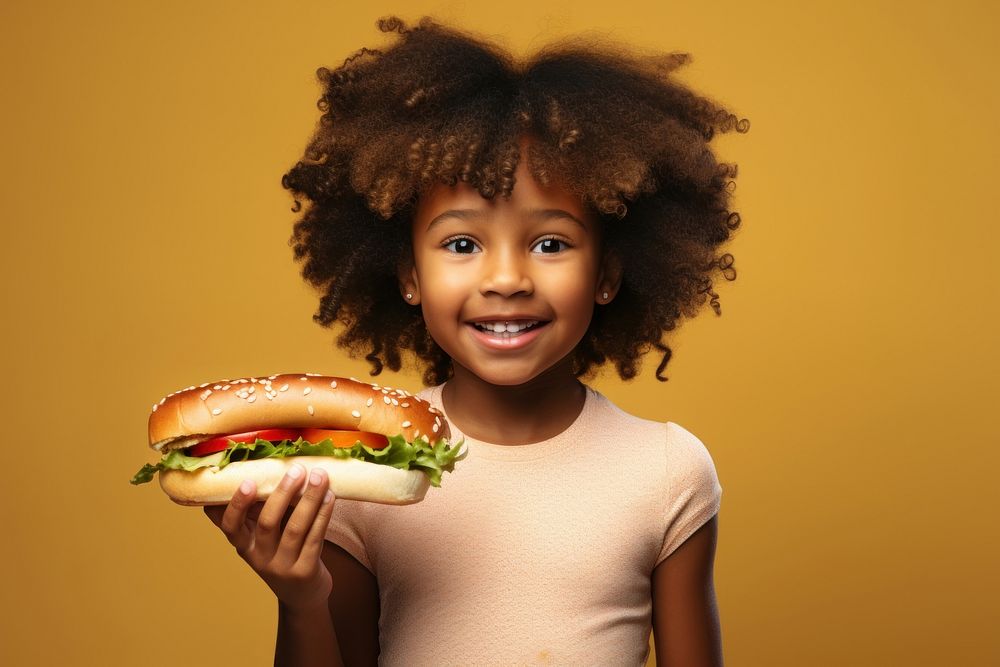 Black little girl food portrait child.