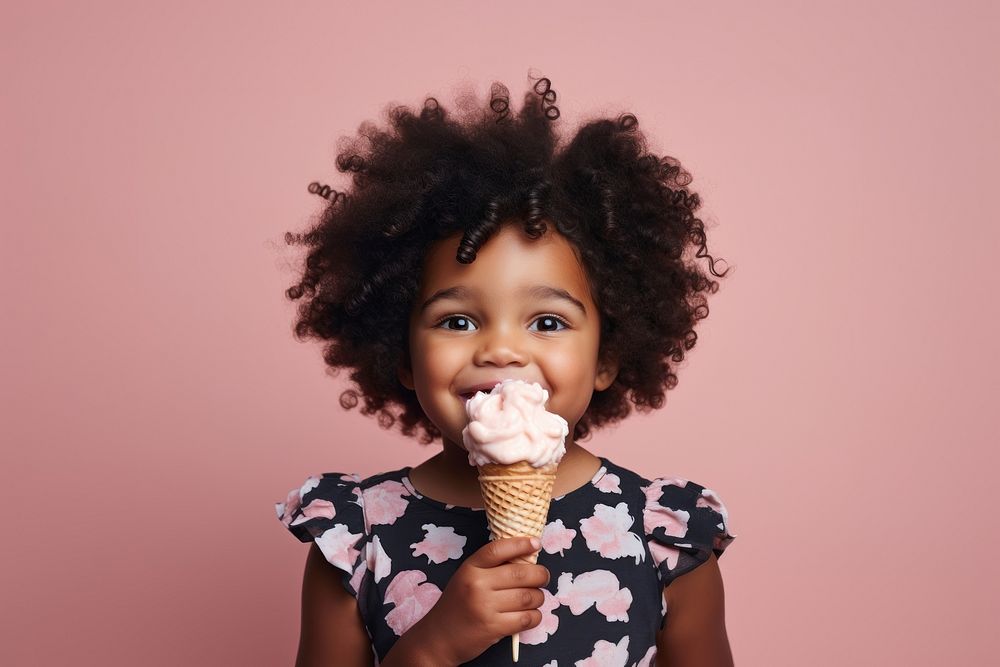 Black little girl eating food dessert child.