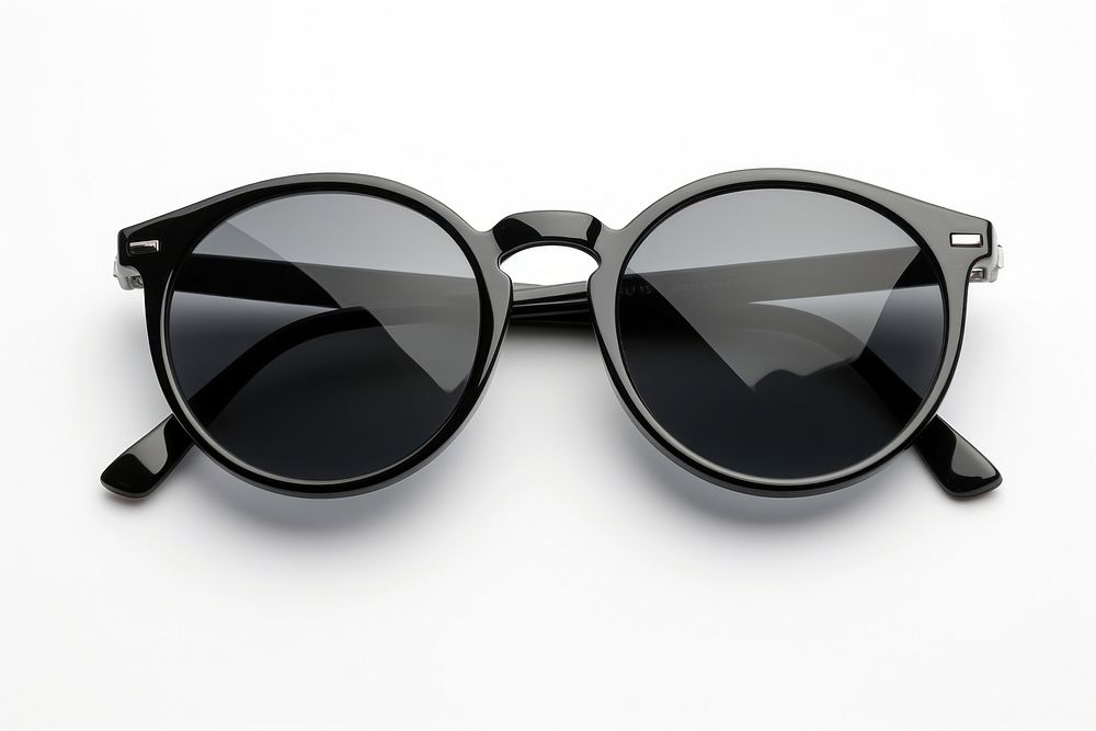 Black sunglasses white background accessories monochrome.