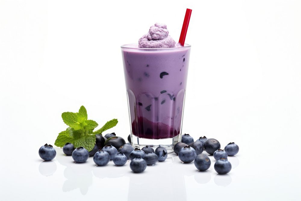 Blueberry smoothie milkshake fruit drink.