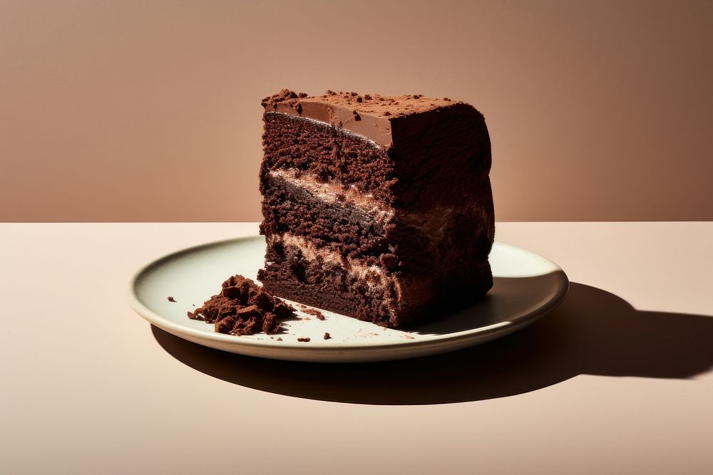  Chocolate cake dessert plate food. AI generated Image by rawpixel.