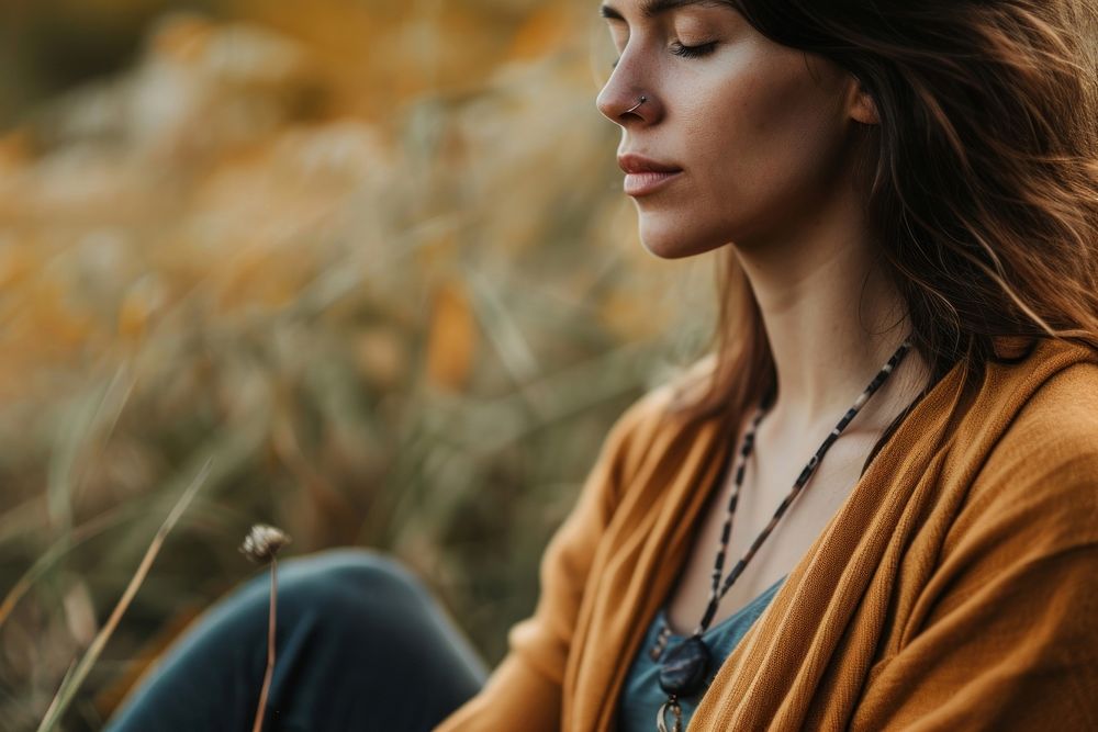 Meditating portrait adult photo.