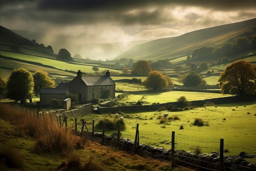 Countryside architecture landscape grassland.