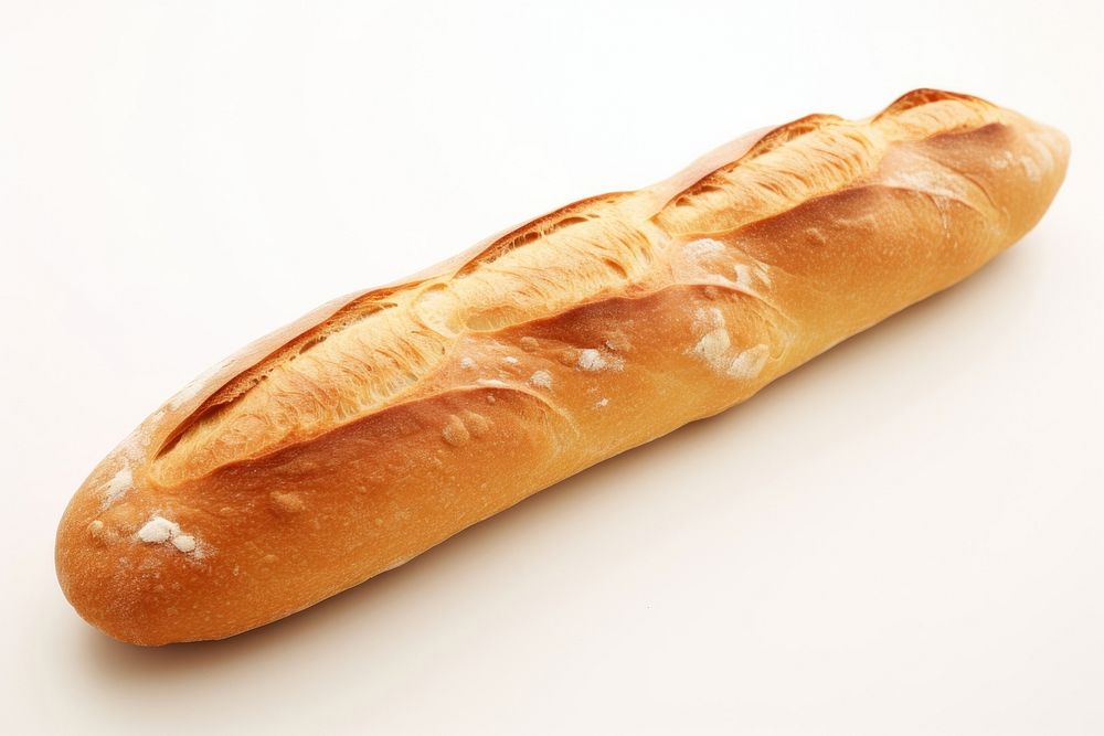 French baguette bread food white background.