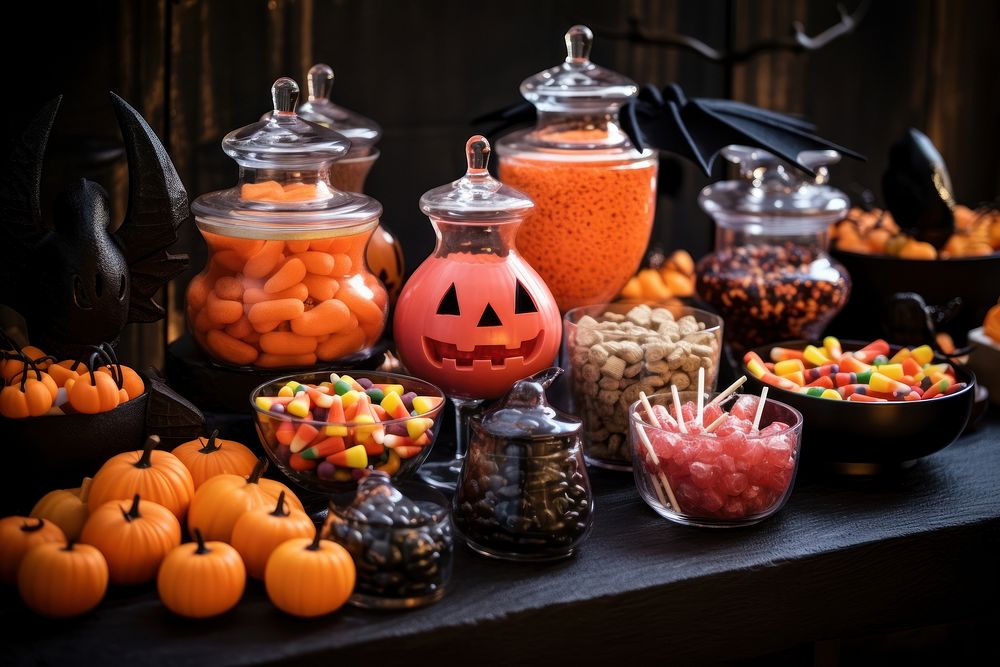 Halloween party candy food jack-o'-lantern jack-o-lantern. AI generated Image by rawpixel.