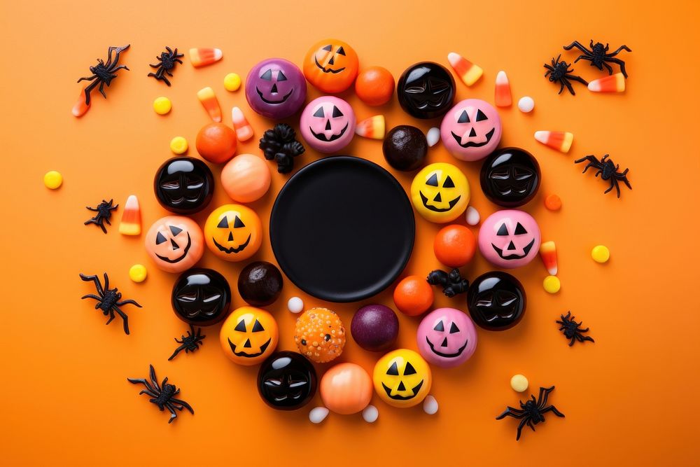 Halloween party candy food anthropomorphic jack-o'-lantern. AI generated Image by rawpixel.