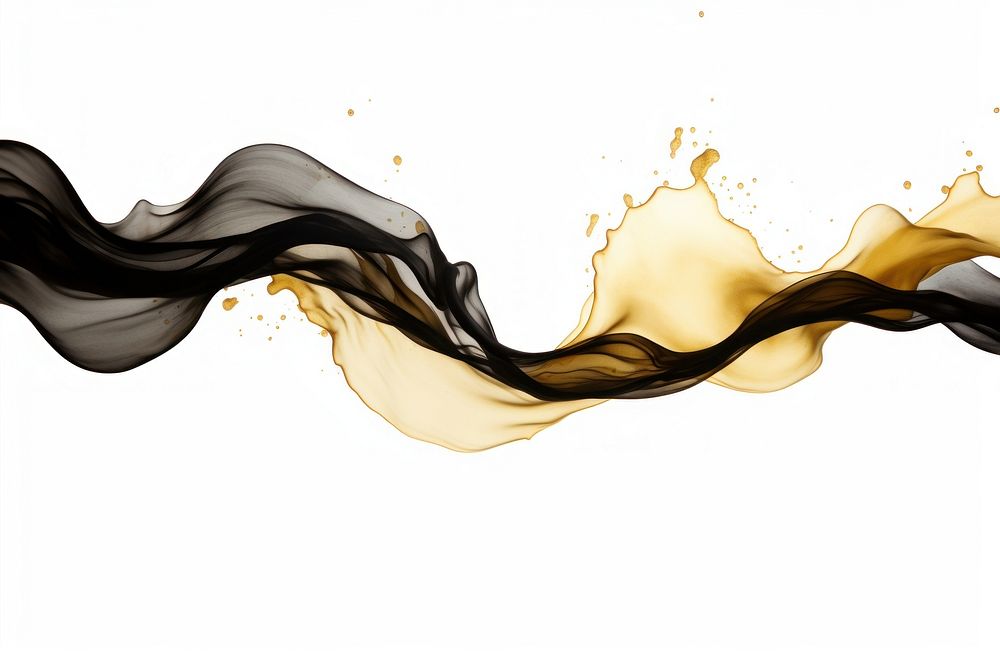 Ink gold wave smoke white background splashing. AI generated Image by rawpixel.