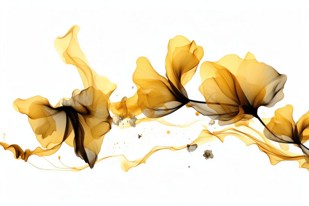  Ink gold flowers pattern white background splattered. AI generated Image by rawpixel.