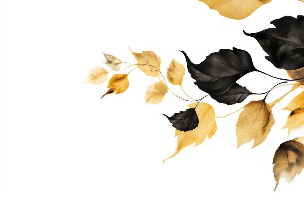  Ink gold leaves backgrounds pattern plant. AI generated Image by rawpixel.