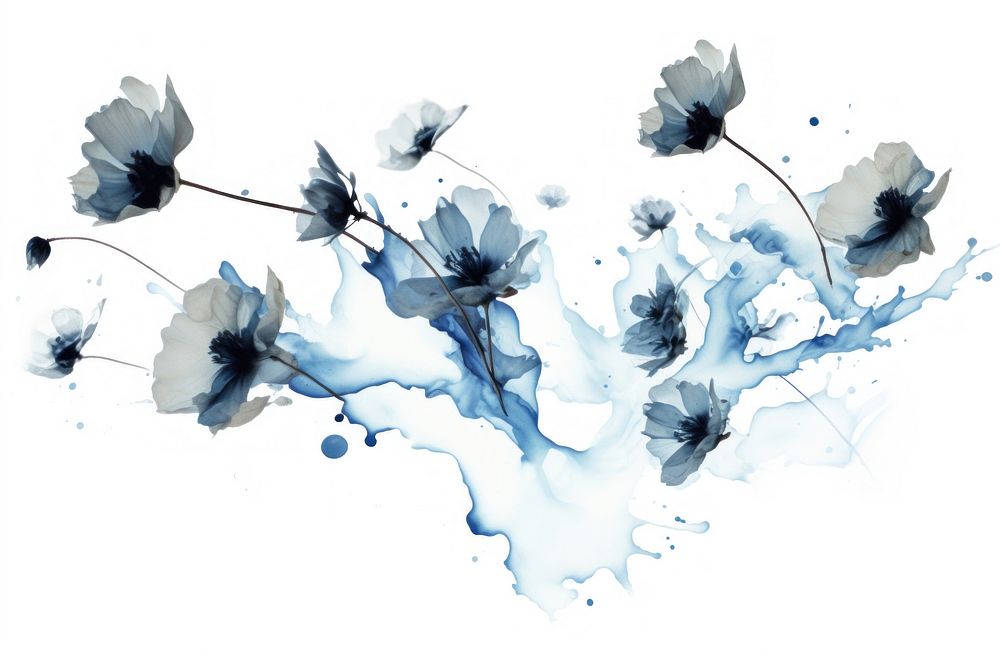  Ink flowers pattern plant petal. AI generated Image by rawpixel.