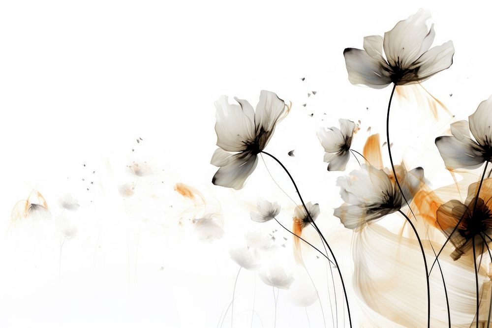  Ink flowers backgrounds pattern petal. AI generated Image by rawpixel.