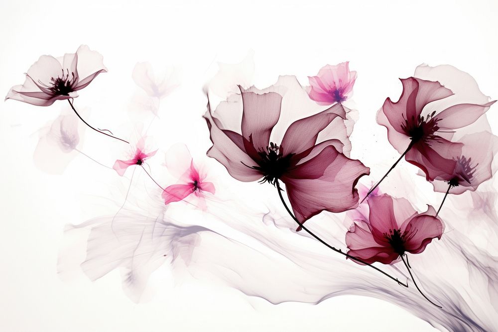  Ink flowers blossom petal plant. AI generated Image by rawpixel.