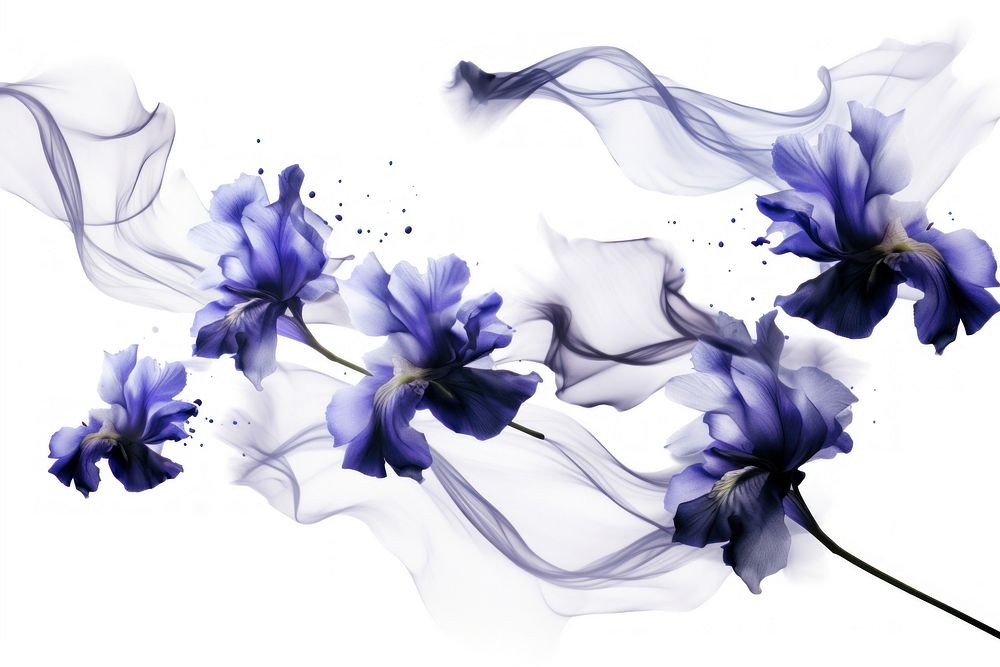  Ink iris flowers pattern purple plant. AI generated Image by rawpixel.
