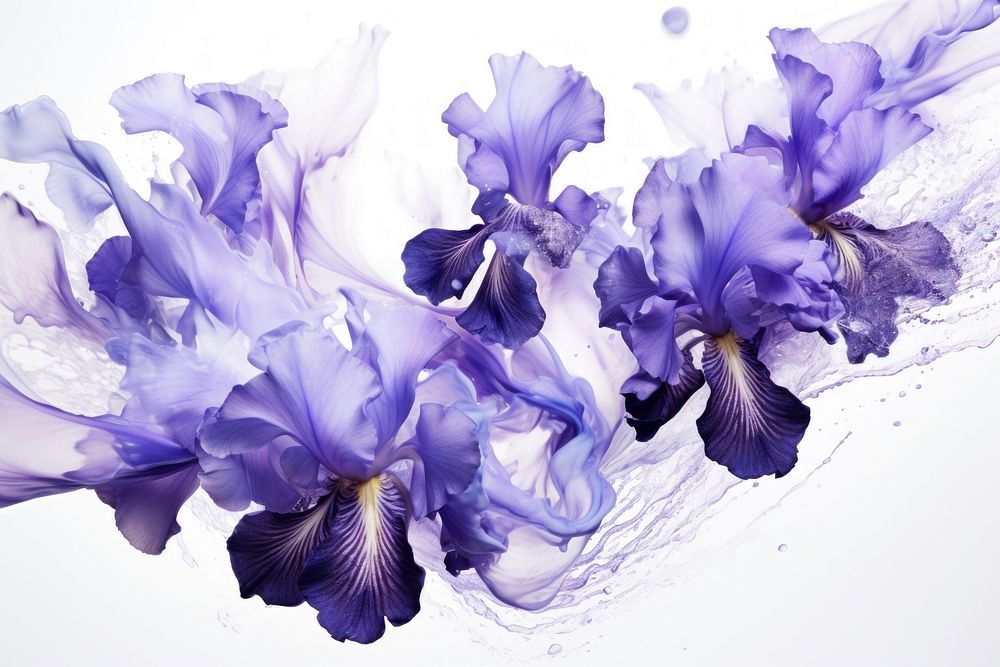  Ink iris flowers blossom purple petal. AI generated Image by rawpixel.