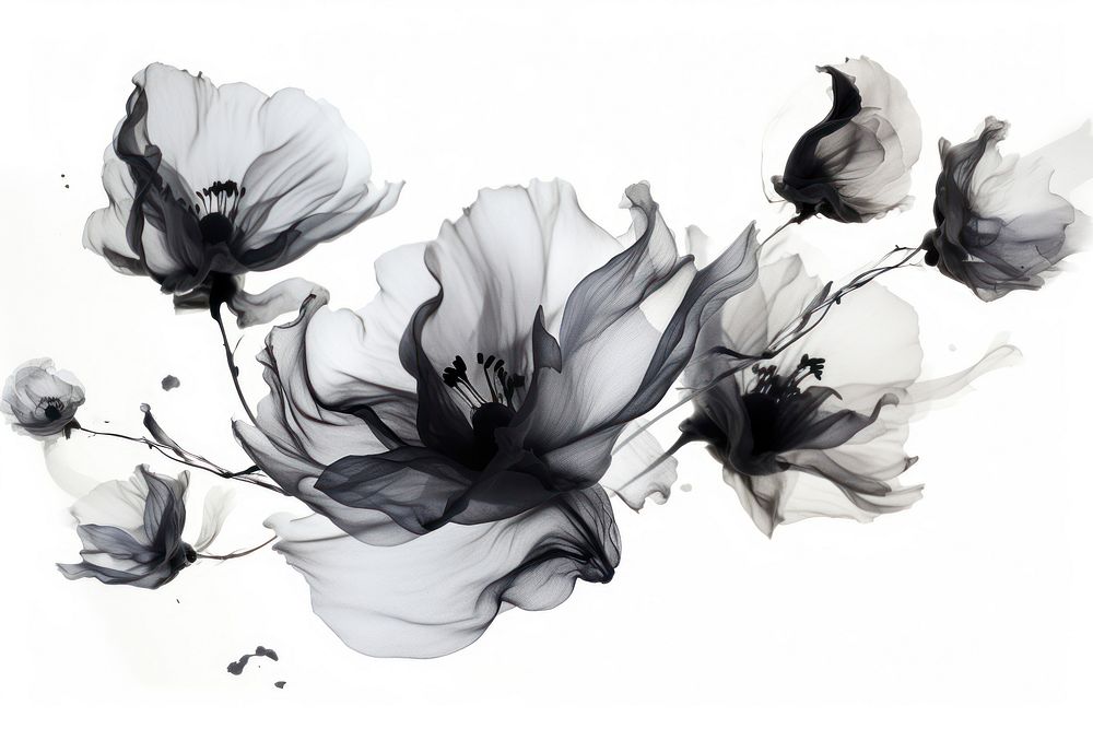 Ink petals drawing sketch white. AI generated Image by rawpixel.