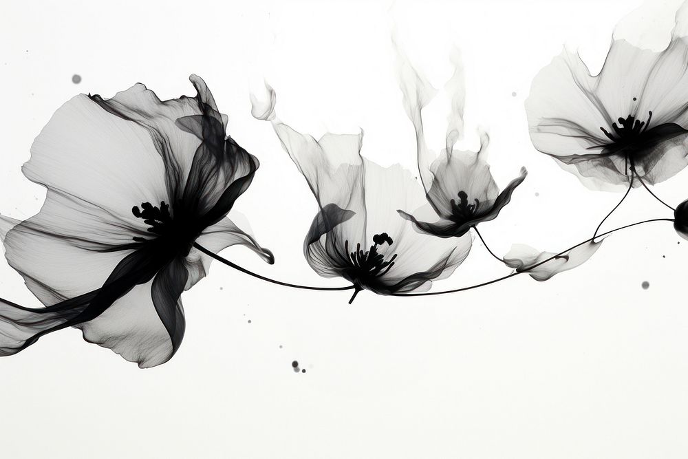 Ink petals drawing flower sketch. AI generated Image by rawpixel.