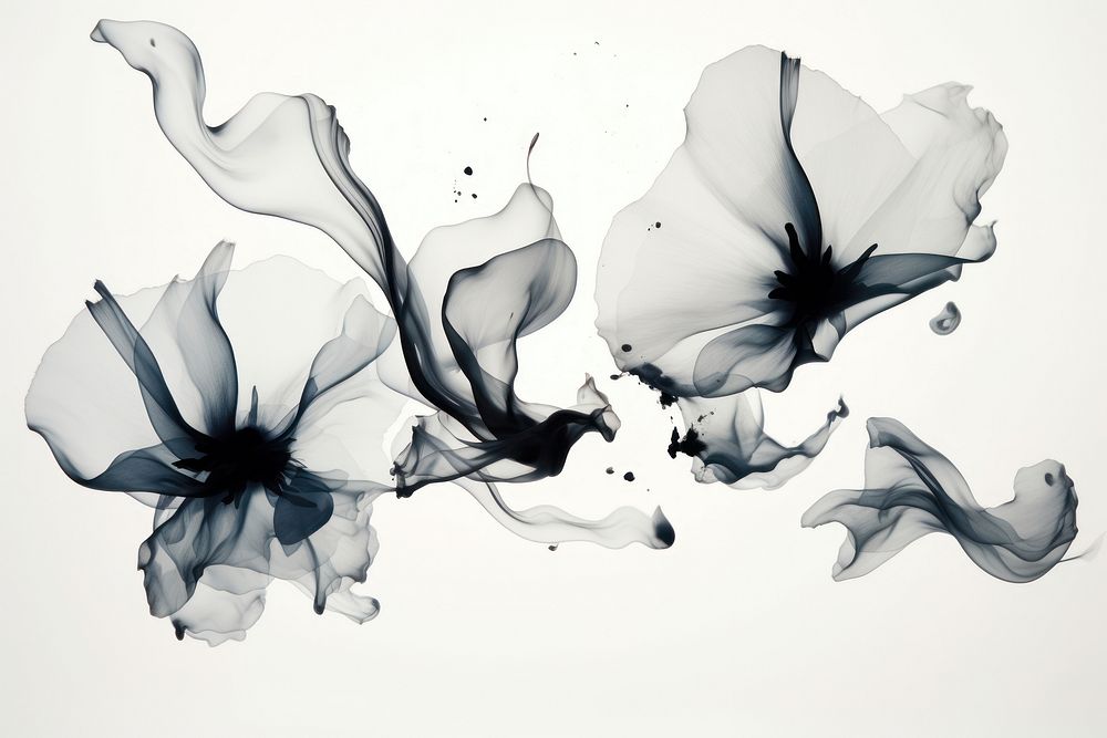 Ink petals white creativity splattered. 