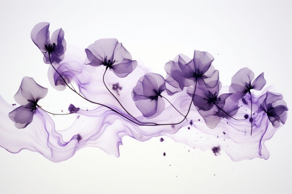  Ink purple flowers pattern plant inflorescence. AI generated Image by rawpixel.