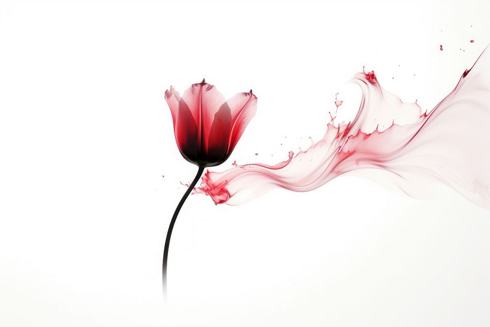  Ink tulip flower petal plant. AI generated Image by rawpixel.