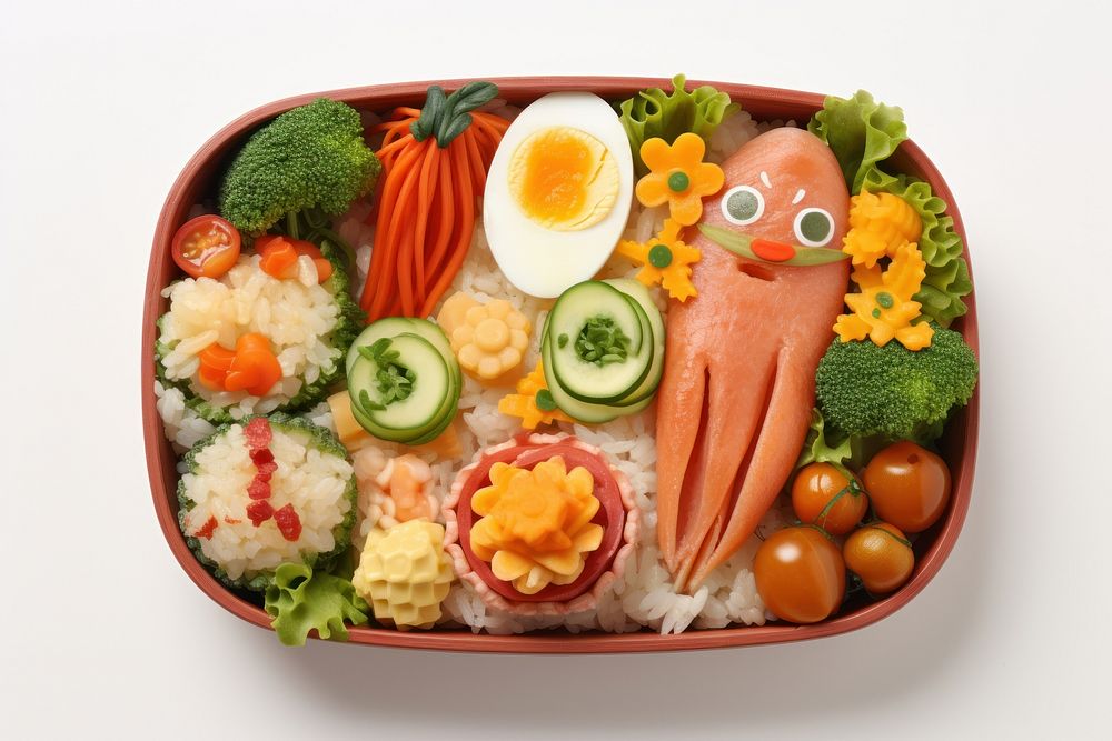 Kid bento box lunch sushi plate.