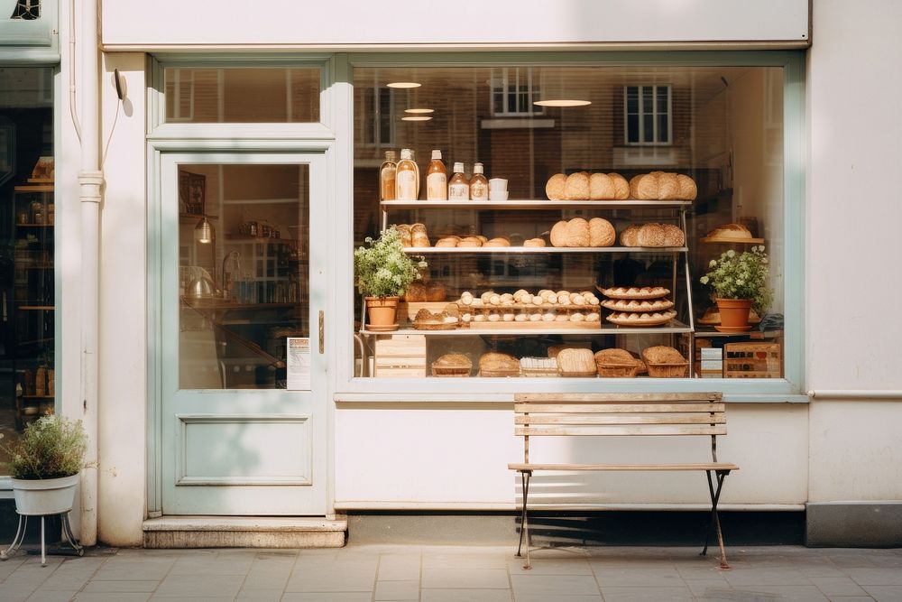 Bakery shop bread food architecture.