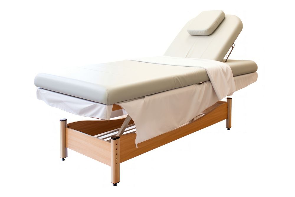 Massage bed furniture white background relaxation.