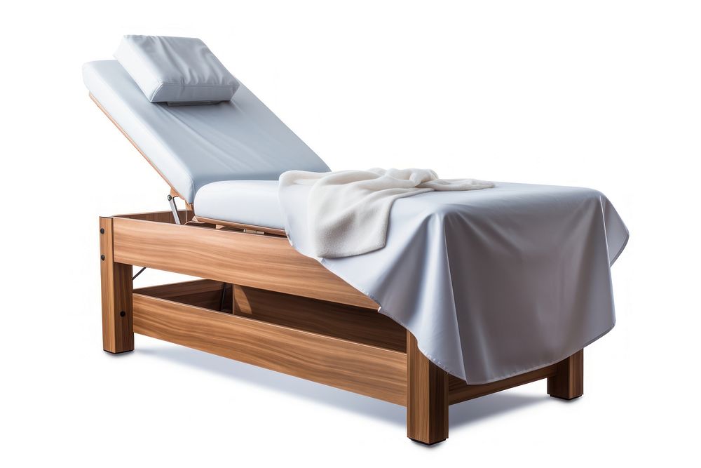 Massage bed furniture white background comfortable.