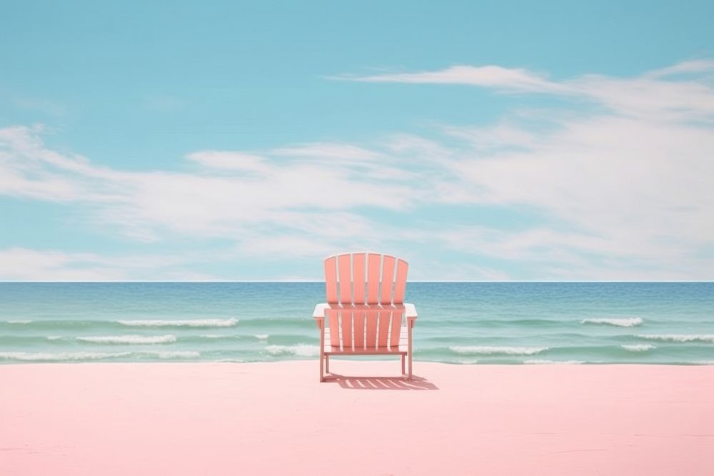  Pastel background beach furniture outdoors. 