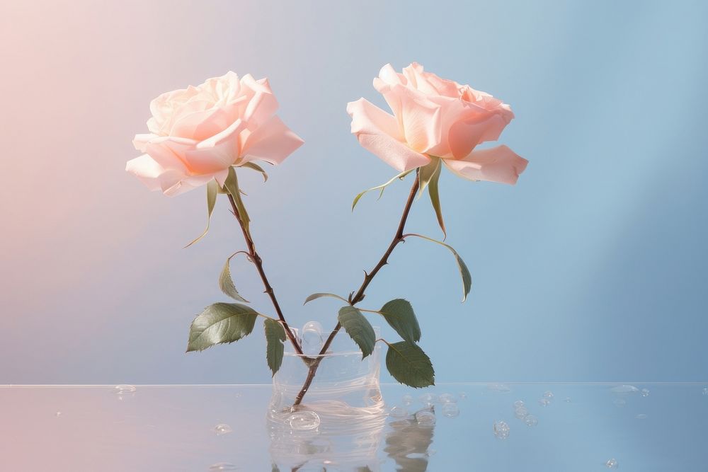  Pastel background rose blossom flower. AI generated Image by rawpixel.