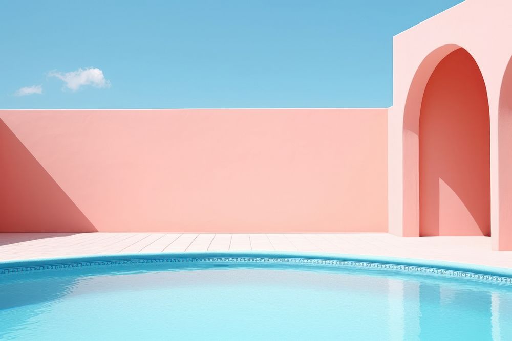  Pastel background architecture building pool. AI generated Image by rawpixel.