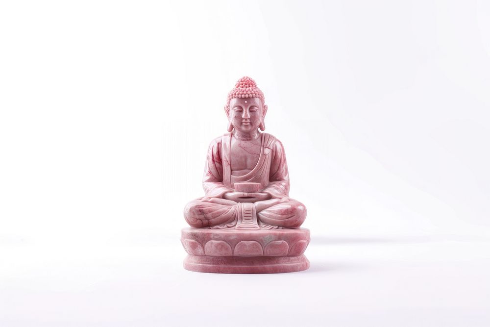 Pink marble statue of Buddha figurine buddha white background.